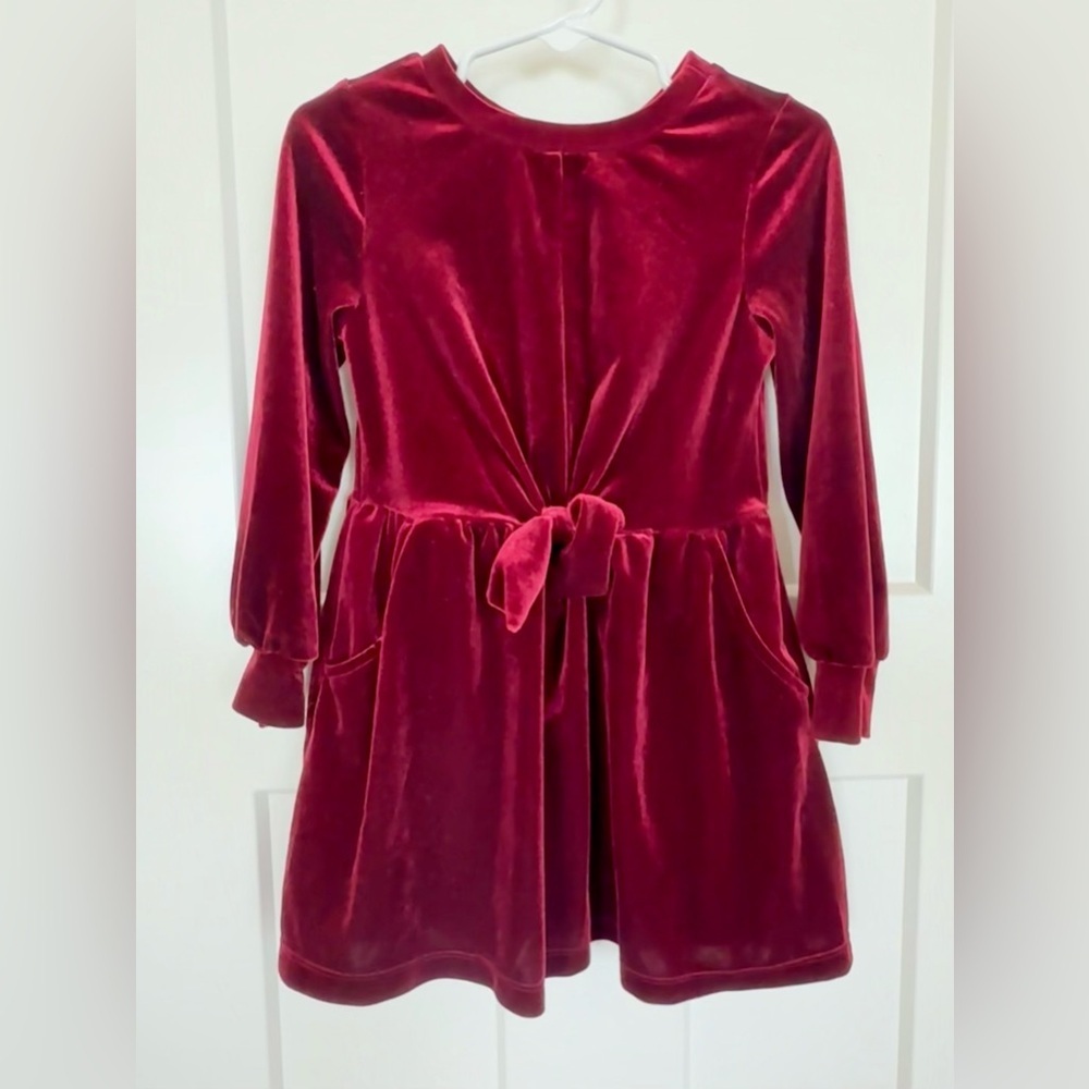 Cat & Jack Girls Burgundy Red Velvet Long Sleeve Dress | Size 3T 🎄
